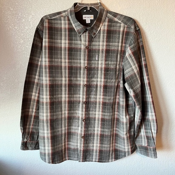 Carhartt plaid cotton relaxed fit button down shirt - Picture 1 of 10